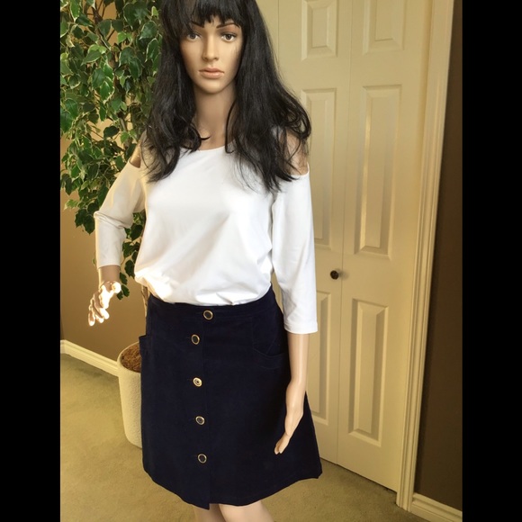 Joe Fresh Navy Corduroy Skirt - Picture 2 of 7